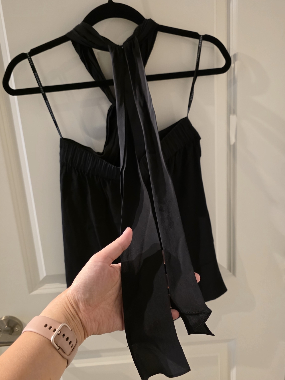 Alldressedup 100% Silk Black Satin Halter Camisole Top - Picture 5 of 5